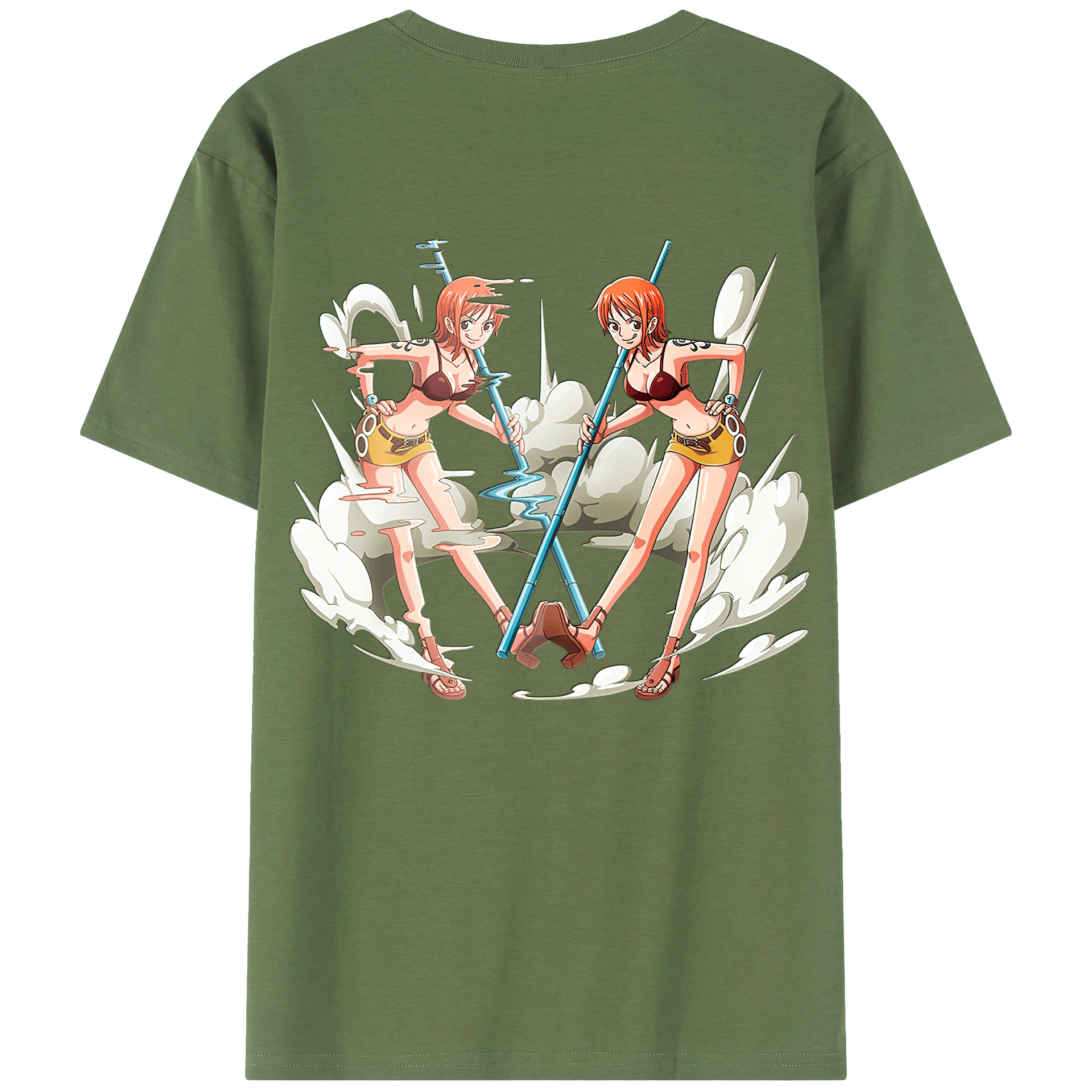 （画像用） ワンピース ナミ ONE PIECE Nami 綿100％ メンズ半袖Tシャツ（バックプリント） 通気性